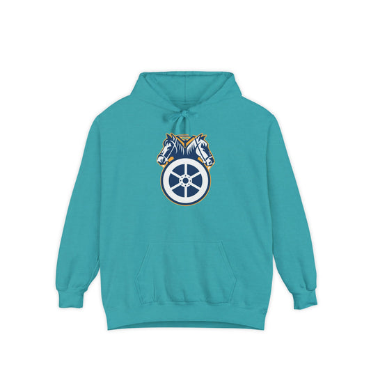 Teamsters Garment-Dyed Hoodie - Wheel & Horse Design, Perfect for Truck Enthusiasts